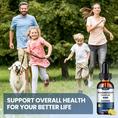 Magnesium Glycinate Liquid Drops, Triple Magnesium Complex Supplement with Citrate, Malate 500mg Ashwagandha, L-Theanine, Vitamin B6 for Sleep, Calm, Stress Relief, Bone, Muscle, Mood - Lemon Flavor dilibBuy Supplements Australia