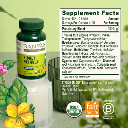 Banyan Botanicals Organic Kidney Formula–Urinary Tract Support & Detox Supplement–Gokshura & Punarnava for Fluid Balance & Systemic Cleansing–Cooling Genitourinary Tonic-90 Tablets-USDA Organic Banyan BotanicalsBuy Supplements Australia