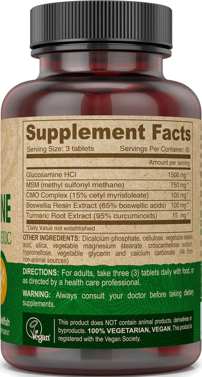 Deva Vegan Glucosamine-MSM-CMO & Turmeric Supplement - Gluten Free Plant Based Nutritional Supplement - 90 Tablets, 1-Pack DEVABuy Supplements Australia