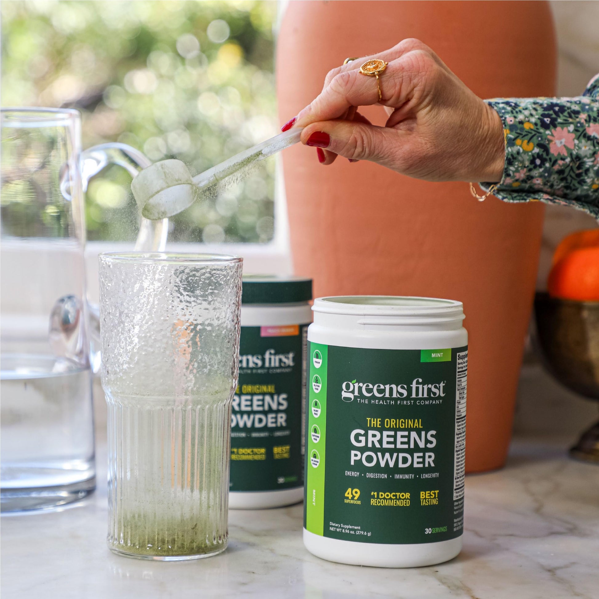 Greens First Original Greens Powder - 49 Superfoods - Organic Fruits & Veggies - Prebiotics, Probiotics & Digestive Enzymes - Antioxidant Smoothie - Dairy Free, Vegan & Non-GMO (Mint, 30 Servings) Greens FirstBuy Supplements Australia