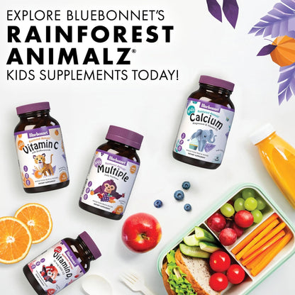 Bluebonnet Nutrition Rainforest Animalz Whole Food Based Multiple Chewable Tablets, Kids Multivitamin & Mineral, Vitamin C, D3, Iron BlueBonnetBuy Supplements Australia