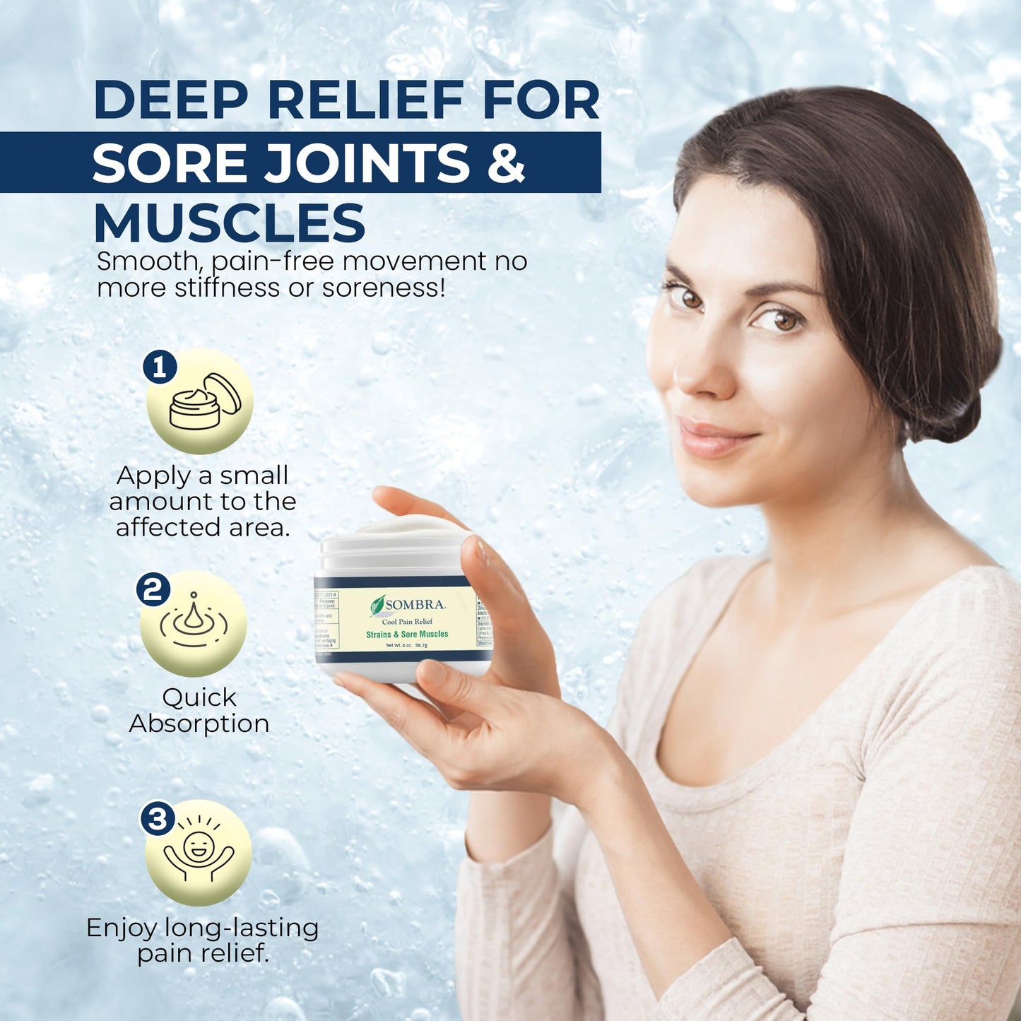 Sombra Original Cool Therapy Gel Cold Pain Relief for Swelling, Growing Pains, Soreness, Post-Workout, Vegan Formula Free of Artificial Fragrances, Dyes, NSAID, Wax, Petroleum, Alcohol - 4oz Jar SombraBuy Supplements Australia