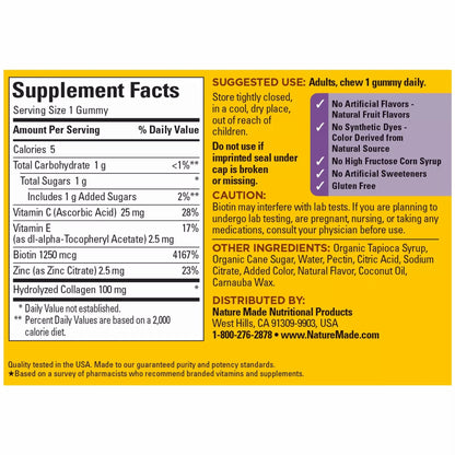 Nature Made Collagen Gummies with Vitamin C, Zinc and Biotin, Hydrolyzed Collagen Nature MadeBuy Supplements Australia