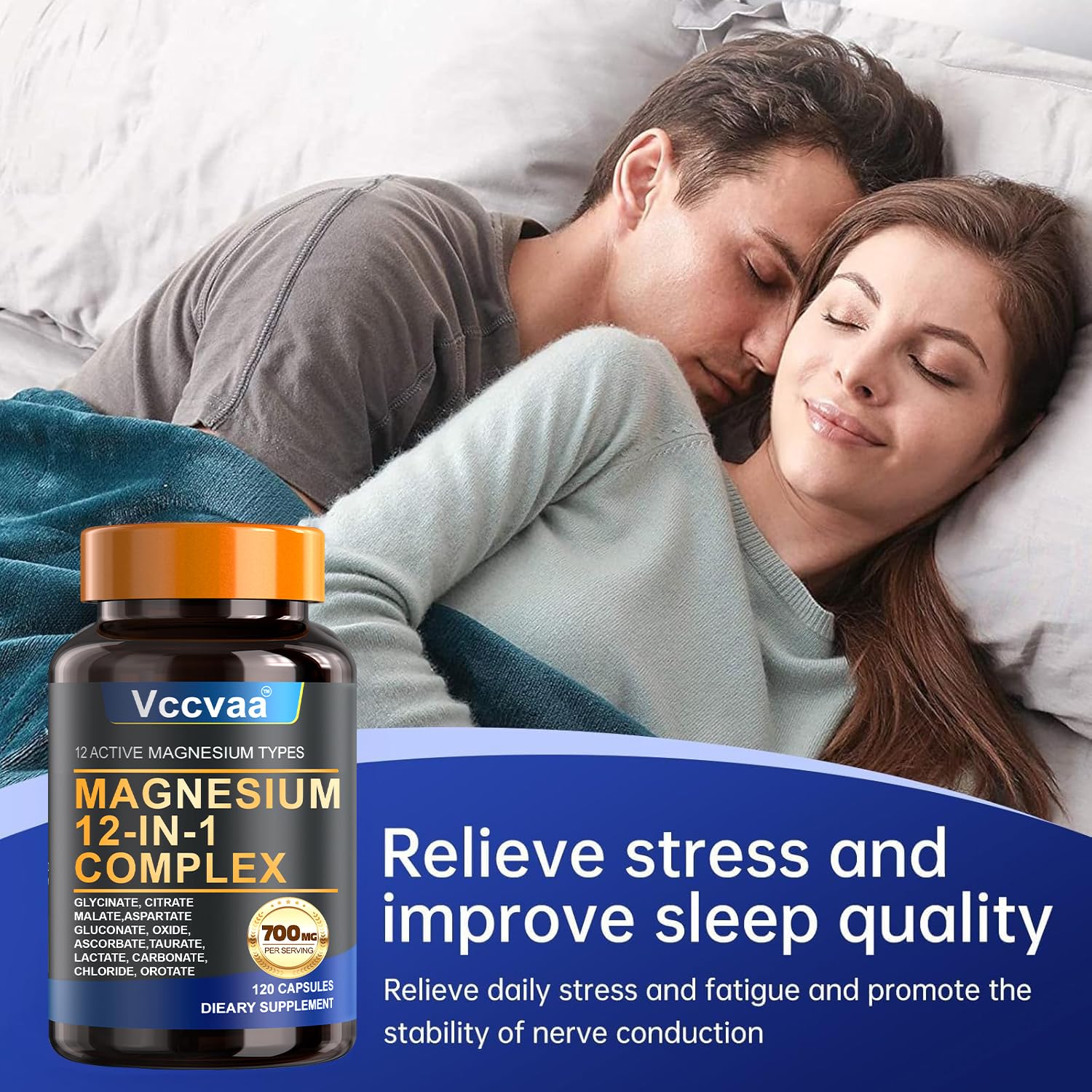 Magnesium Complex 700mg – 12-in-1 Magnesium Supplement with Glycinate, Citrate, Malate, Oxide, Taurate & More – High Absorption for Muscle, Heart, Sleep, Bone, Nerve Support –120 Capsules VccvaaBuy Supplements Australia