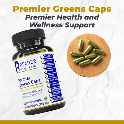 Premier Research Labs Greens Capsules - Super Greens Capsules, Greens Supplements, Super Greens Pills for Wellness, Veggie Pills with Leafy Greens, Kale, Chlorella - 150 Vegetarian Capsules Premier Research LabsBuy Supplements Australia