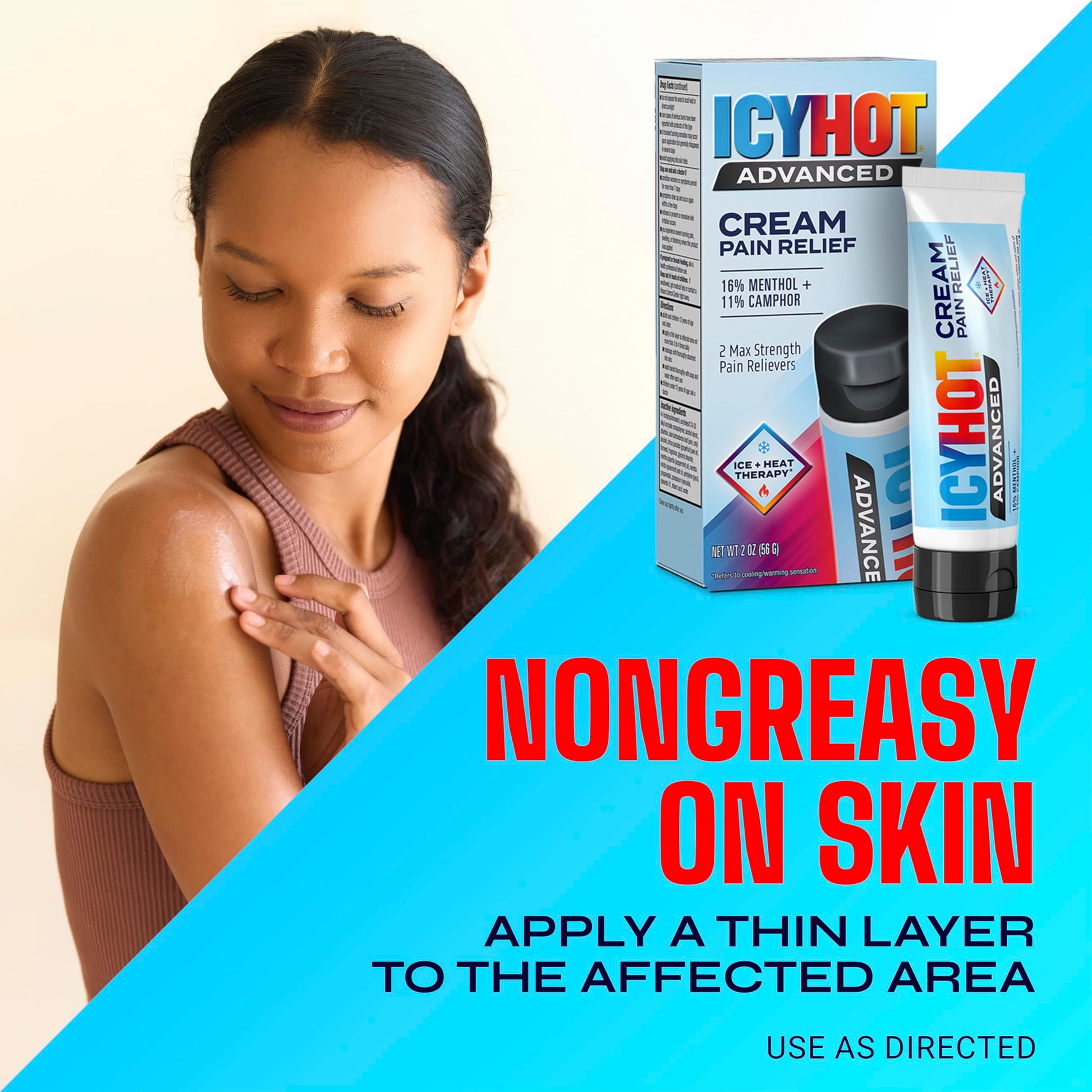 Icy Hot Advanced Pain Relief Cream, Fast-Acting, Max Strength Pain Relief with Menthol 16% and Camphor 11%, Ice and Heat Contrast Therapy for Backaches, Joints, Muscle Strains and Arthritis, 2 oz Icy HotBuy Supplements Australia