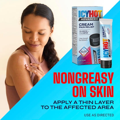 Icy Hot Advanced Pain Relief Cream, Fast-Acting, Max Strength Pain Relief with Menthol 16% and Camphor 11%, Ice and Heat Contrast Therapy for Backaches, Joints, Muscle Strains and Arthritis, 2 oz Icy HotBuy Supplements Australia