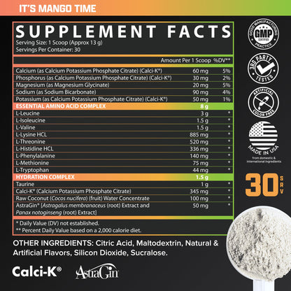 Nutrex Research EAA Hydration | EAAs + BCAA Powder | Muscle Recovery, Strength, Muscle Building, Endurance | 8G Essential Amino Acids + Electrolytes | 30 Servings It's Mango Time Nutrex ResearchBuy Supplements Australia