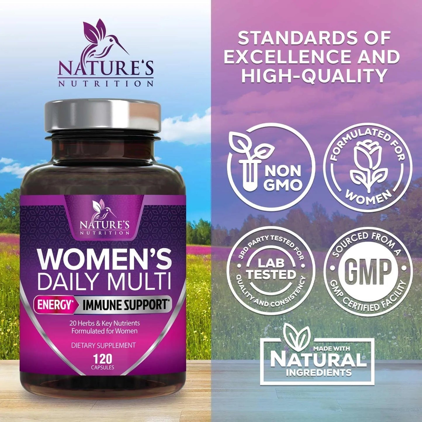 Multivitamin for Women - with Vitamins A, C, D, E, B6, B12, Zinc, Calcium & Magnesium, Womens Daily Multi Vitamin Multimineral Supplement Nature's NutritionBuy Supplements Australia