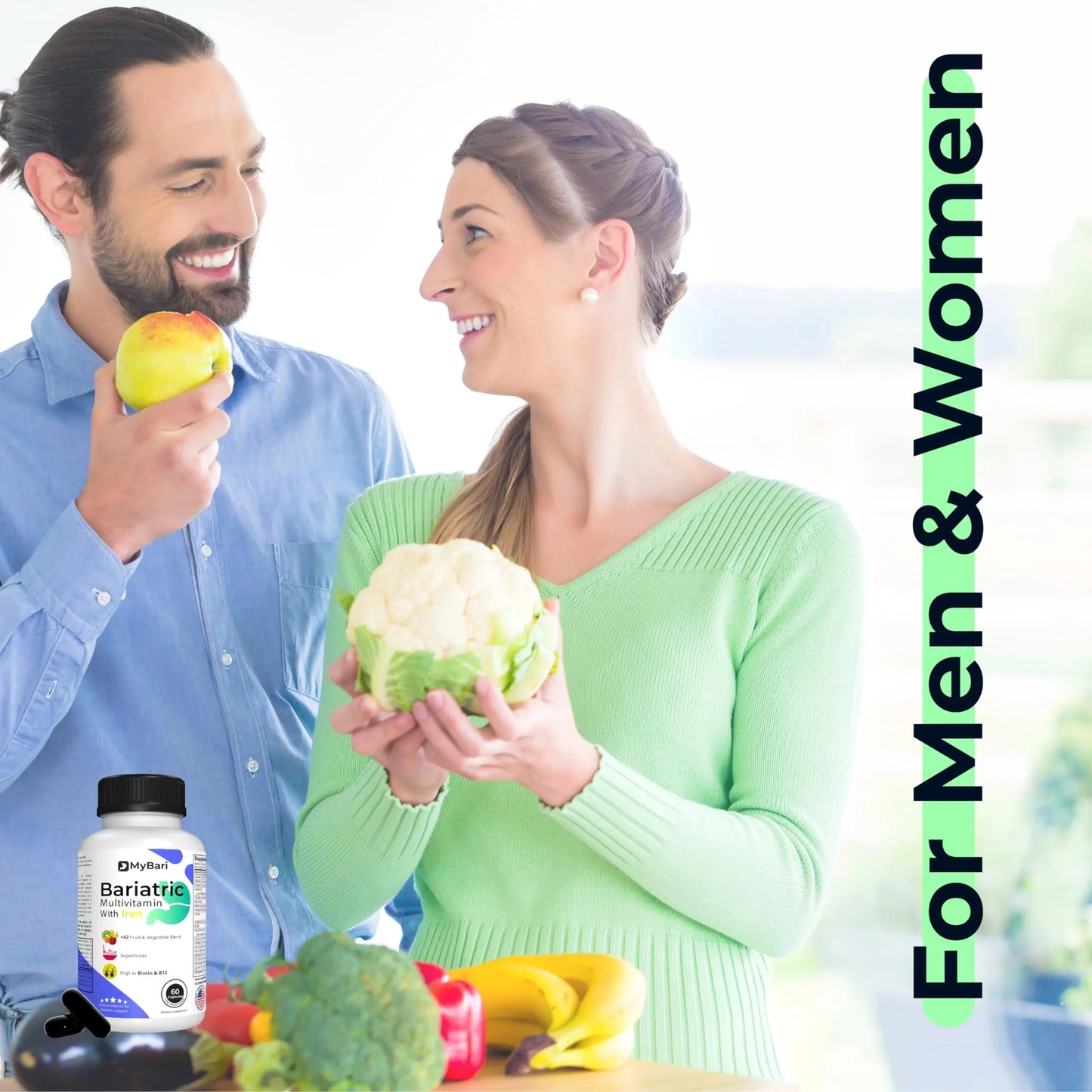 MyBari All-in-One Bariatric Multivitamin with Iron - Made in USA - for Men & Women - Supports Gastric Sleeve & Bypass with 42+ Fruit & Veggie Blend - 60 Liquid Capsules MyBariBuy Supplements Australia