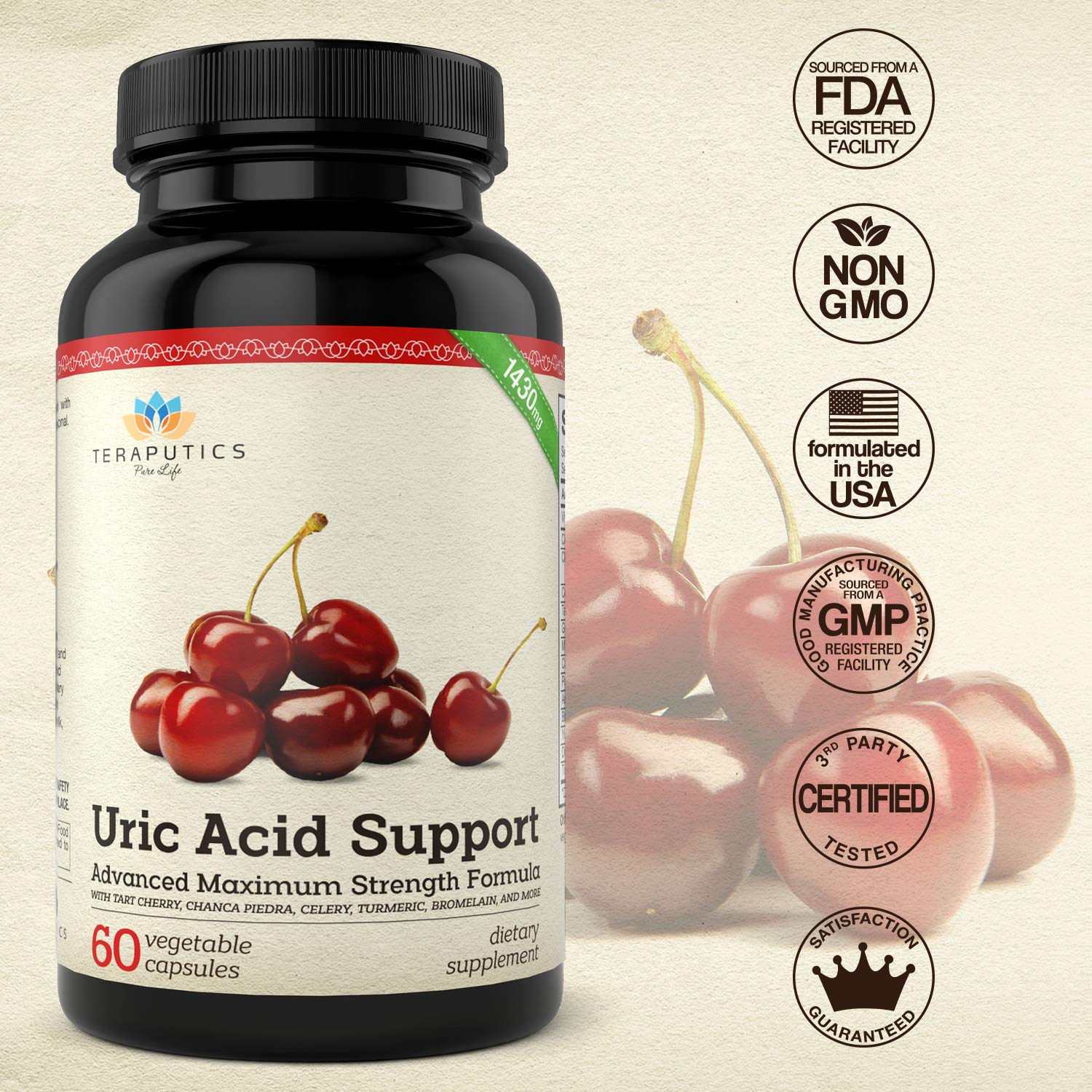 Uric Acid Support Formula | Advanced Uric Acid Cleanse & Kidney Support Supplement - Includes Tart Cherry Concentrate, Celery Seed Extract + 12 More High Potency Ingredients, 60 Veggie Capsules TeraputicsBuy Supplements Australia