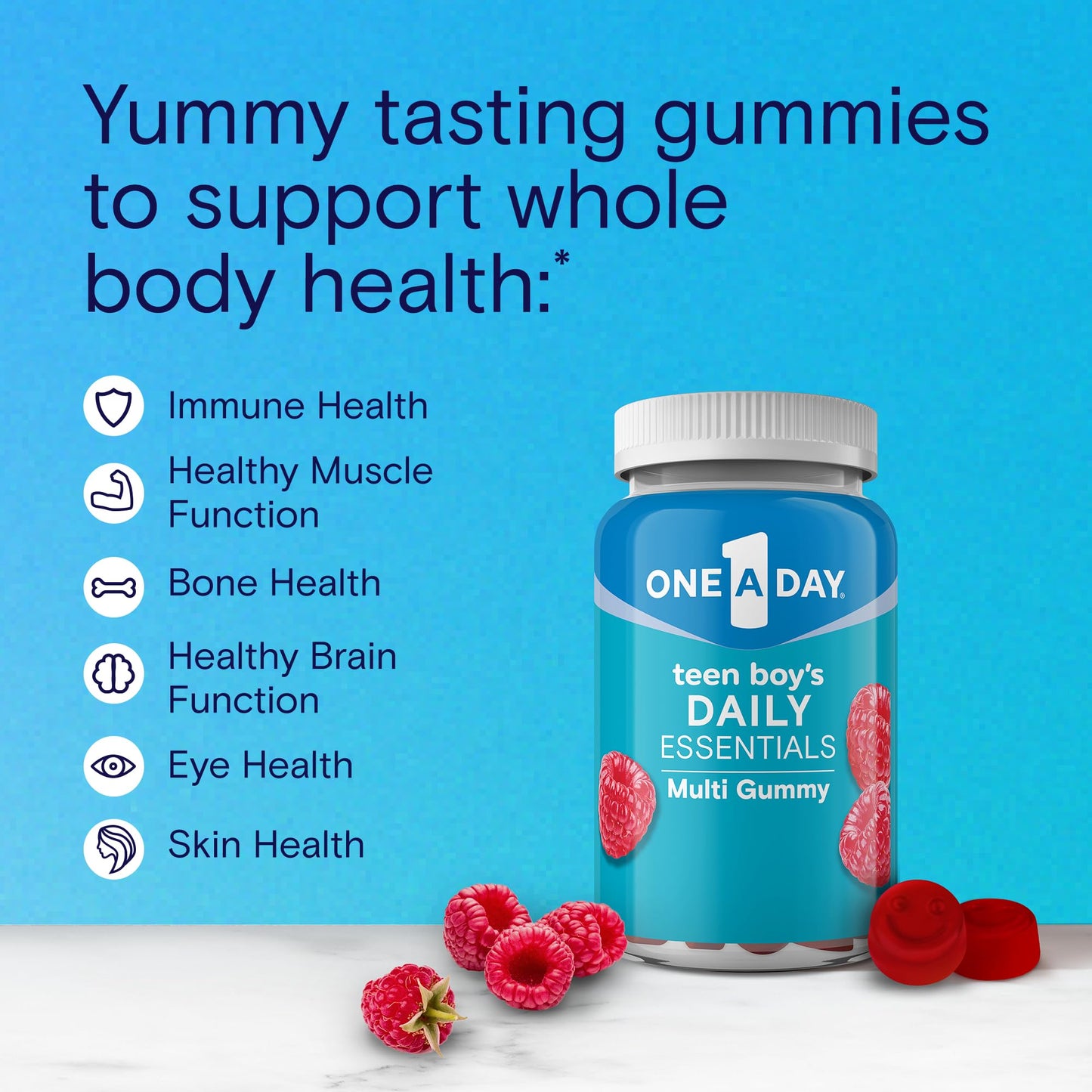 One A Day Teen Boy’s Daily Essentials Multivitamin Gummies, Teen Boy Vitamins with Vitamin C, Vitamin D, Bone Health, Immune Health
