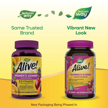 Nature's Way Alive! Women’s Gummy Multivitamin, 16 Vitamins & Minerals, Energy Metabolism*, Hair Skin & Nails Nature's Way