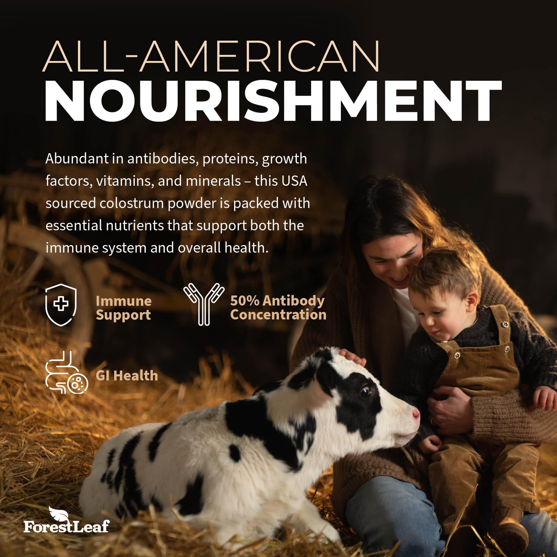 ForestLeaf Colostrum Powder 50% IgG Highest Pure Concentration, Grass Fed Colostrum Supplement for Gut Health, Immune Support and Muscle Recovery, Bovine Colostrum for Humans, Unflavored, 45 Servings ForestLeafBuy Supplements Australia