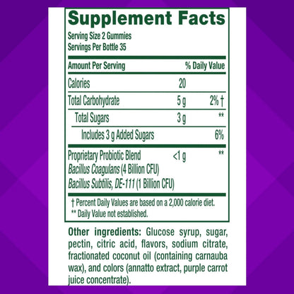 vitafusion Probiotic Gummy Supplements, Raspberry, Peach and Mango Flavors, Probiotic Nutritional Supplements With 5 Billion CFUs Vitafusion