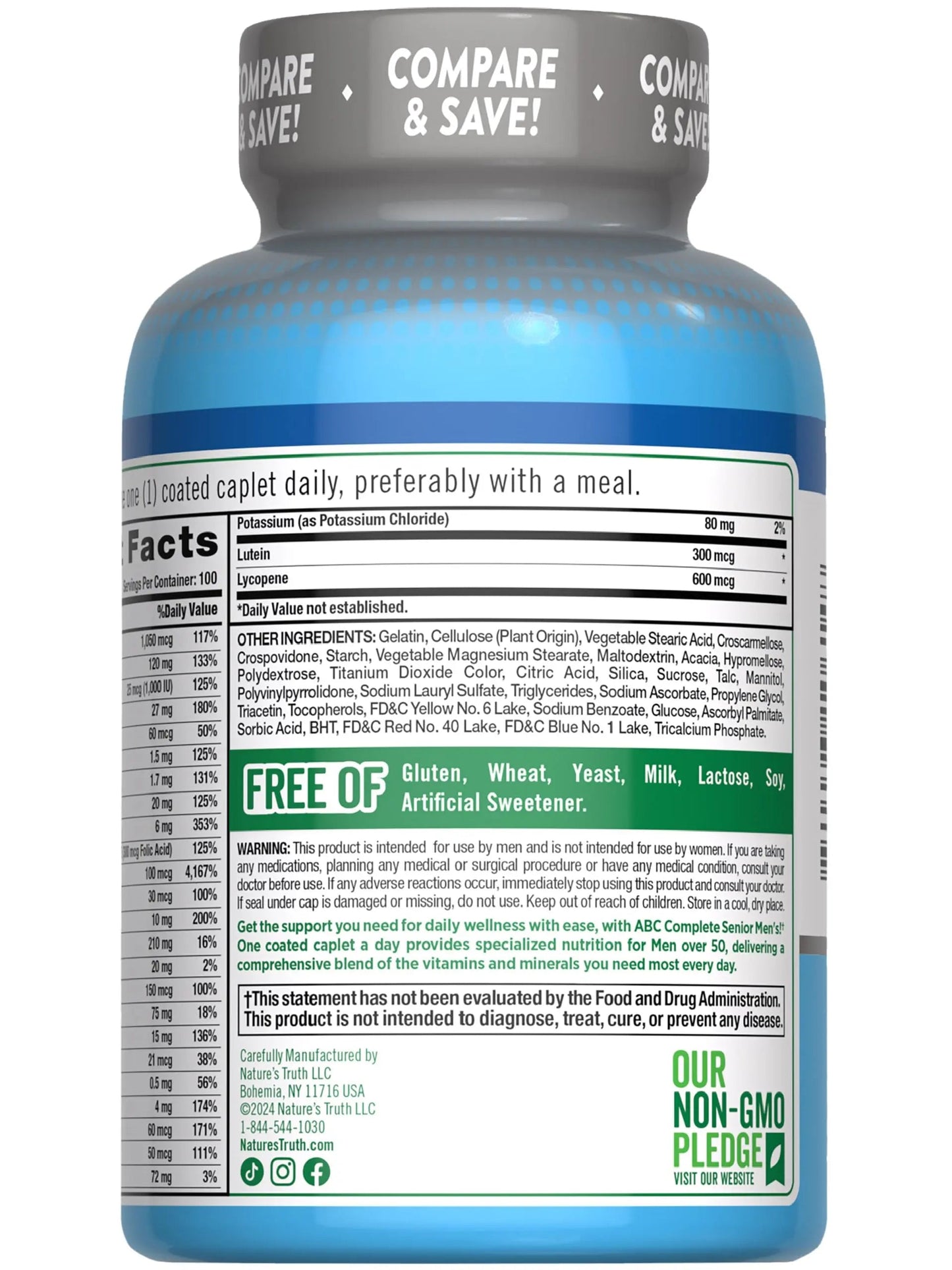 Nature's Truth Men's 50+ Multivitamin | with Vitamins A, C, E, B6 & B12 | 100 Count | Non-GMO & Gluten Free Nature's TruthBuy Supplements Australia