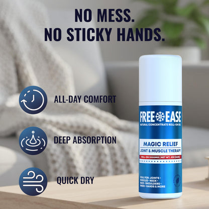 Free-Ease Magic Relief Roller – Nerve Joint and Muscle Pain Relief Roll On – Fast Cooling Therapy for Back, Neck, Shoulder, Knee Pain - Supports Joint Flexibility and Overall Mobility - Made in USA FREE EASEBuy Supplements Australia