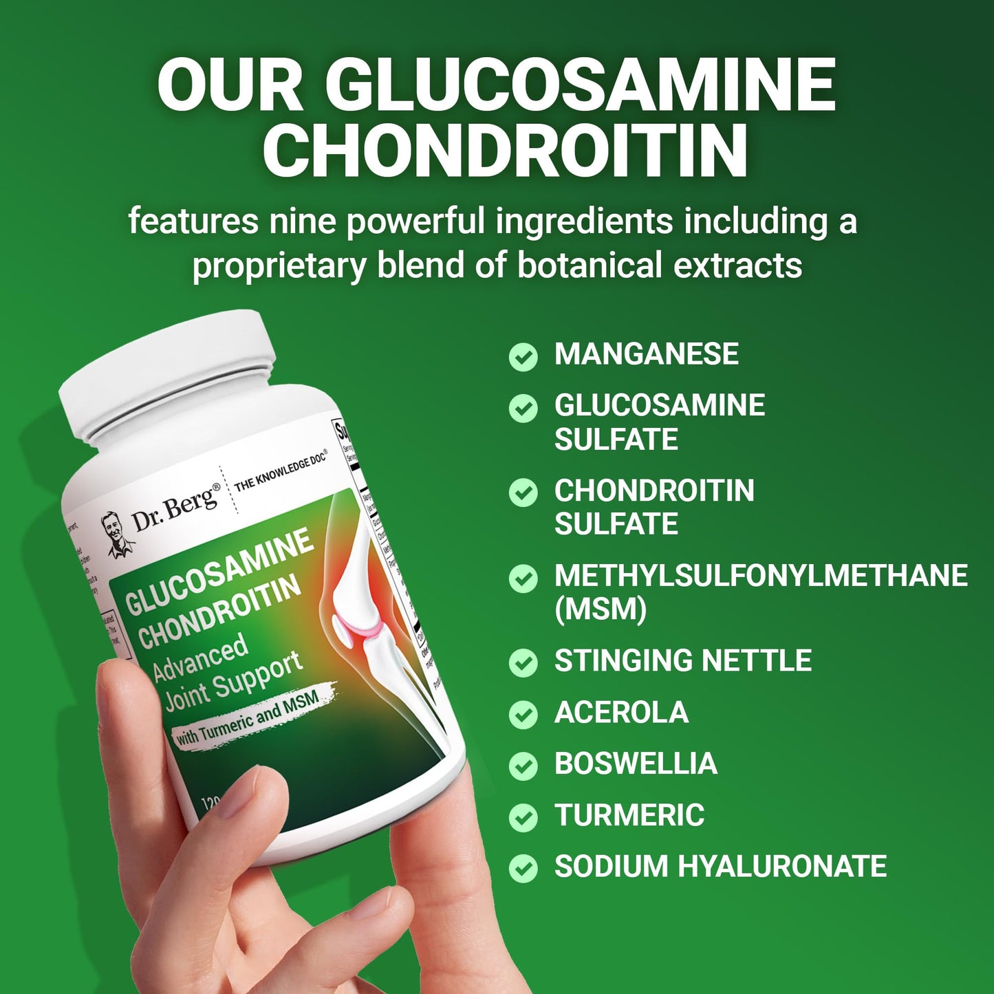 Dr. Berg Glucosamine Chondroitin MSM Turmeric & Boswellia - Advanced Joint Support Supplement with 1500 mg Glucosamine Sulfate - Includes 120 Capsules Dr. Berg NutritionalsBuy Supplements Australia