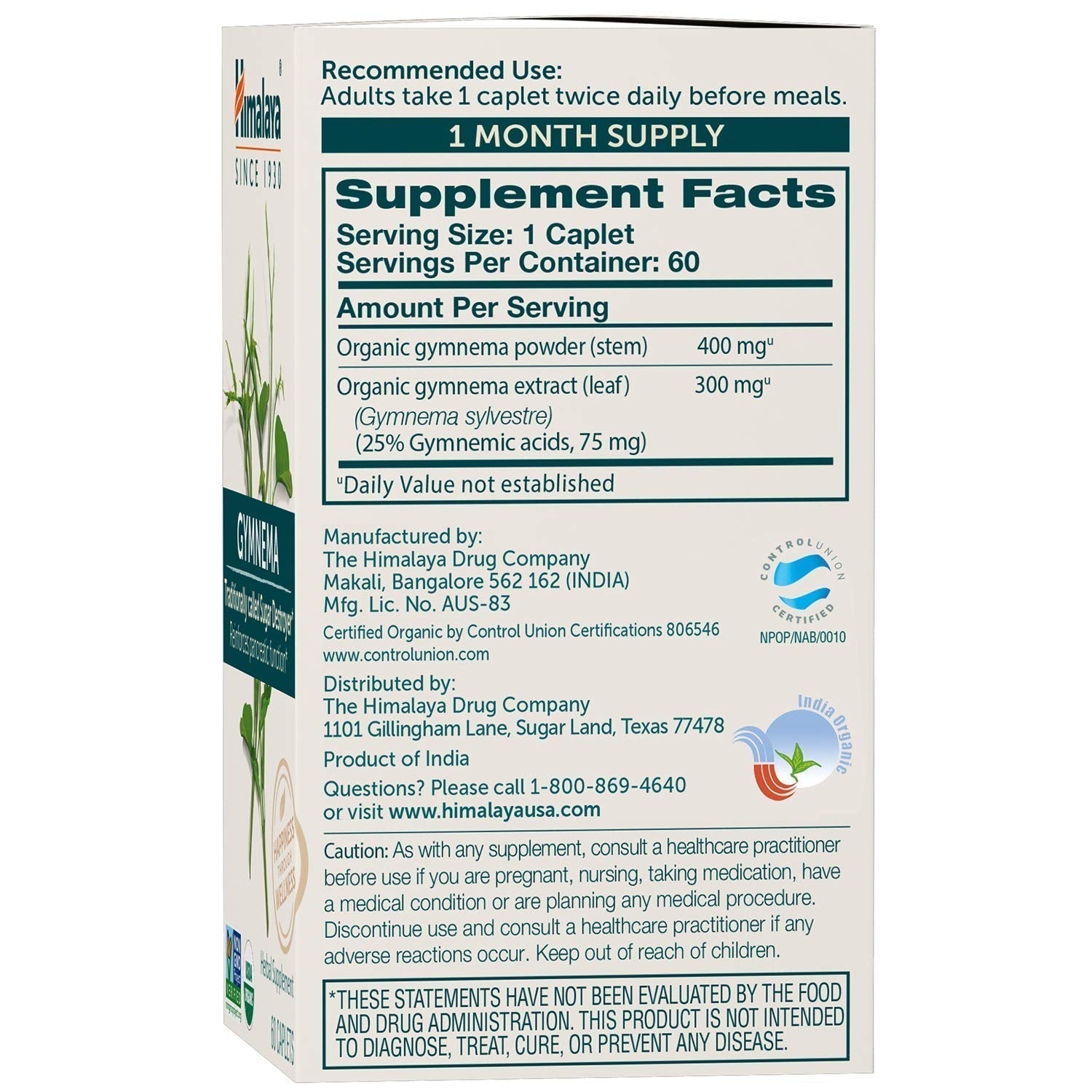 Himalaya Organic Gymnema Sylvestre for Glucose Metabolism, 700 mg HimalayaBuy Supplements Australia