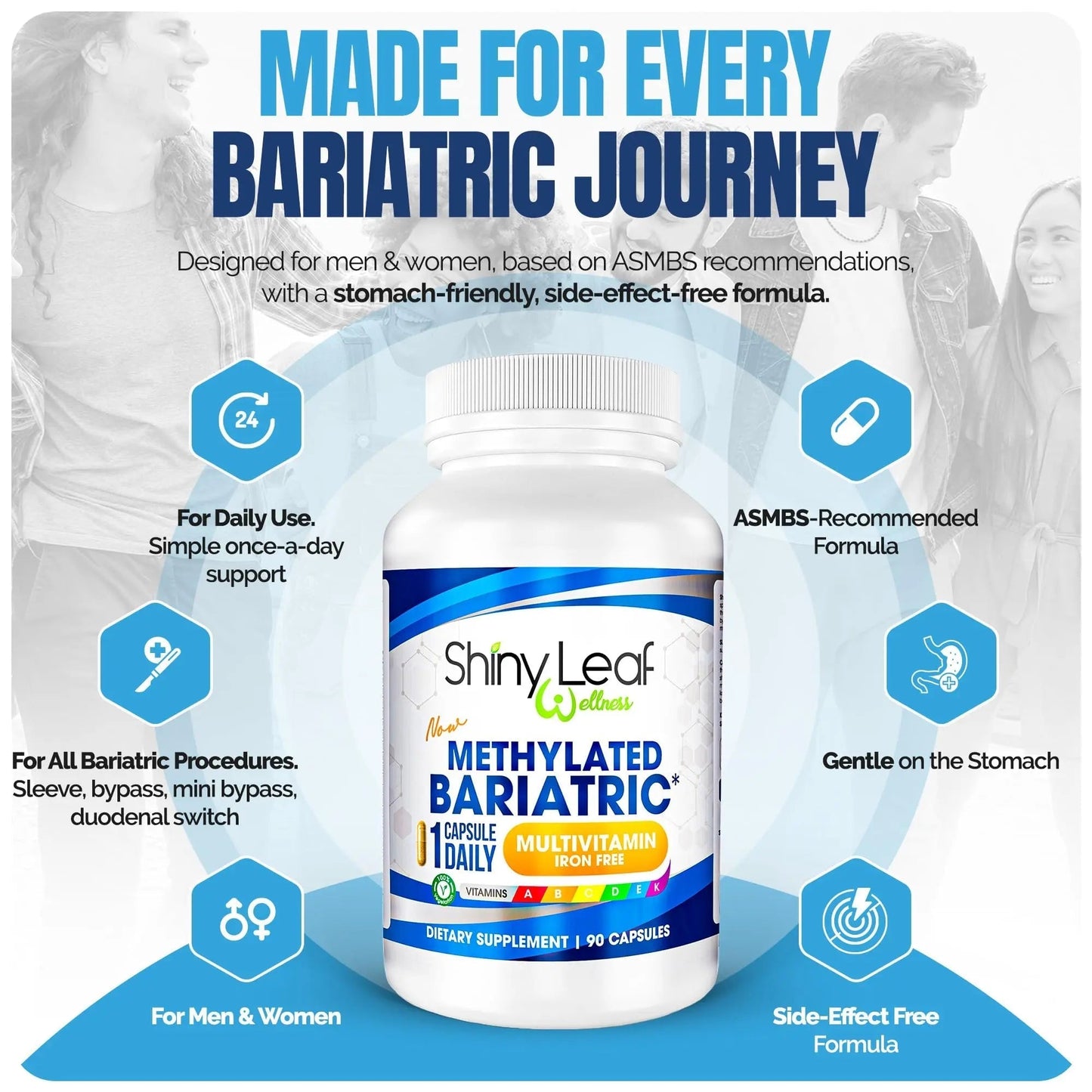 Shiny Leaf Methylated Bariatric Multivitamin Without Iron – Vitamins for Gastric Bypass & Sleeve, 1 Daily Capsule W Methylated Folate, B12, A, C, D, K Shiny LeafBuy Supplements Australia