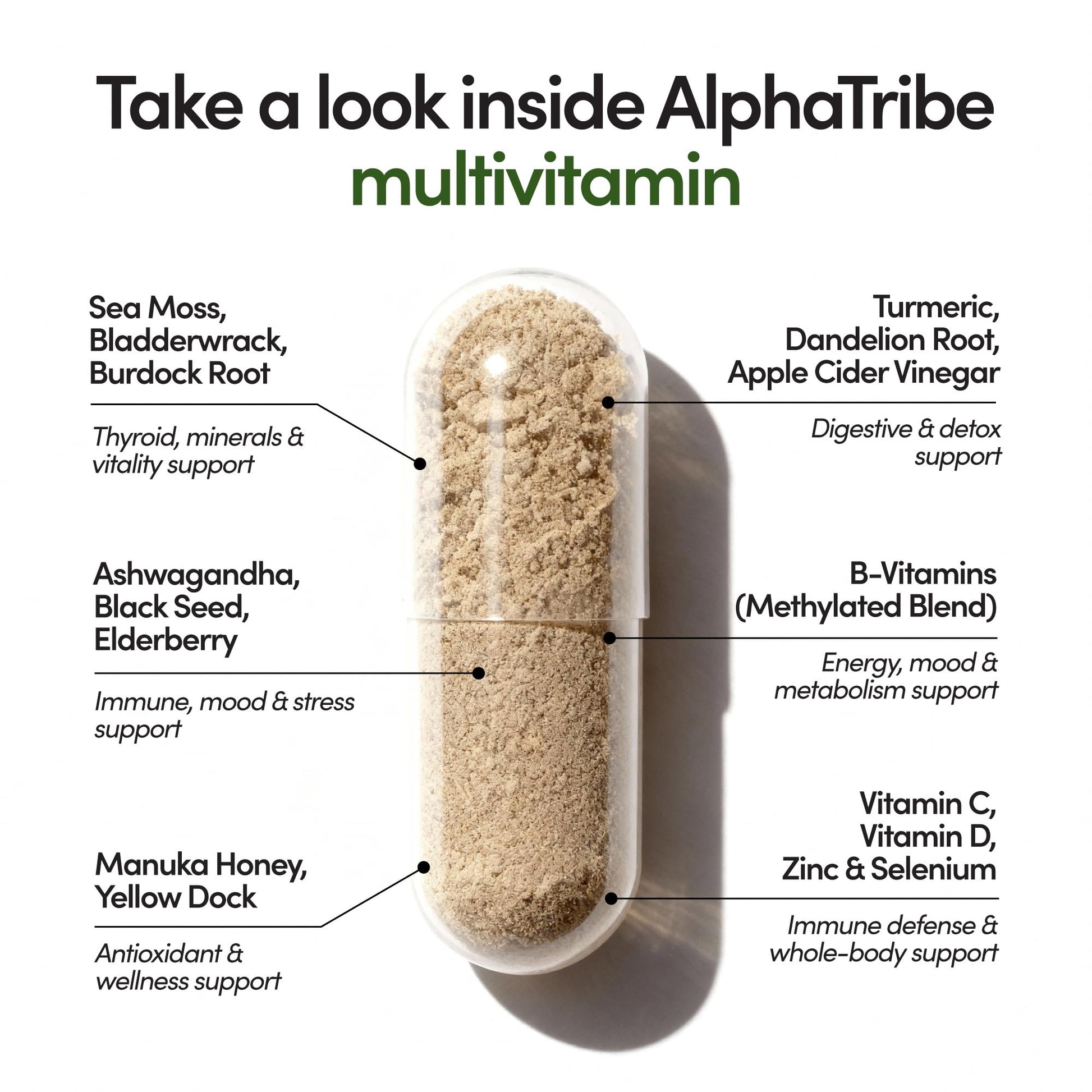 Alpha Tribe Multivitamin for Men with Seamoss Black Seed Oil Ashwagandha Burdock Root, Turmeric Bladderwrack, Vitamin C, Elderberry, Manuka, Yellow Dock | Daily Men's Vitamins and Minerals Supplement Alpha TribeBuy Supplements Australia