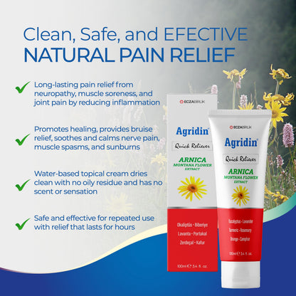 Agridin Arnica Pain Relief Cream for Joint & Muscle – Extra Strength Fast-Acting Formula – Targets Back, Knee, Neck, Hand, Foot Aches – Natural Massage Cream for Inflammation & Bruises AgridinBuy Supplements Australia