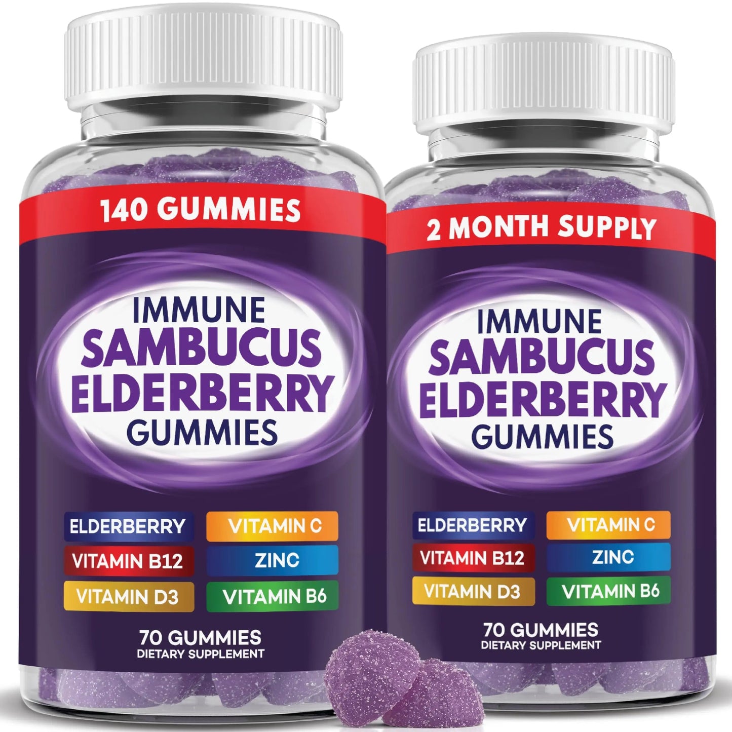 Elderberry Gummies Immune Support, Daily Support for Kids and Adults*, with Sambucus Elderberry, Zinc, Vitamin C, D3, B6, B12, Plus PAYÉBuy Supplements Australia