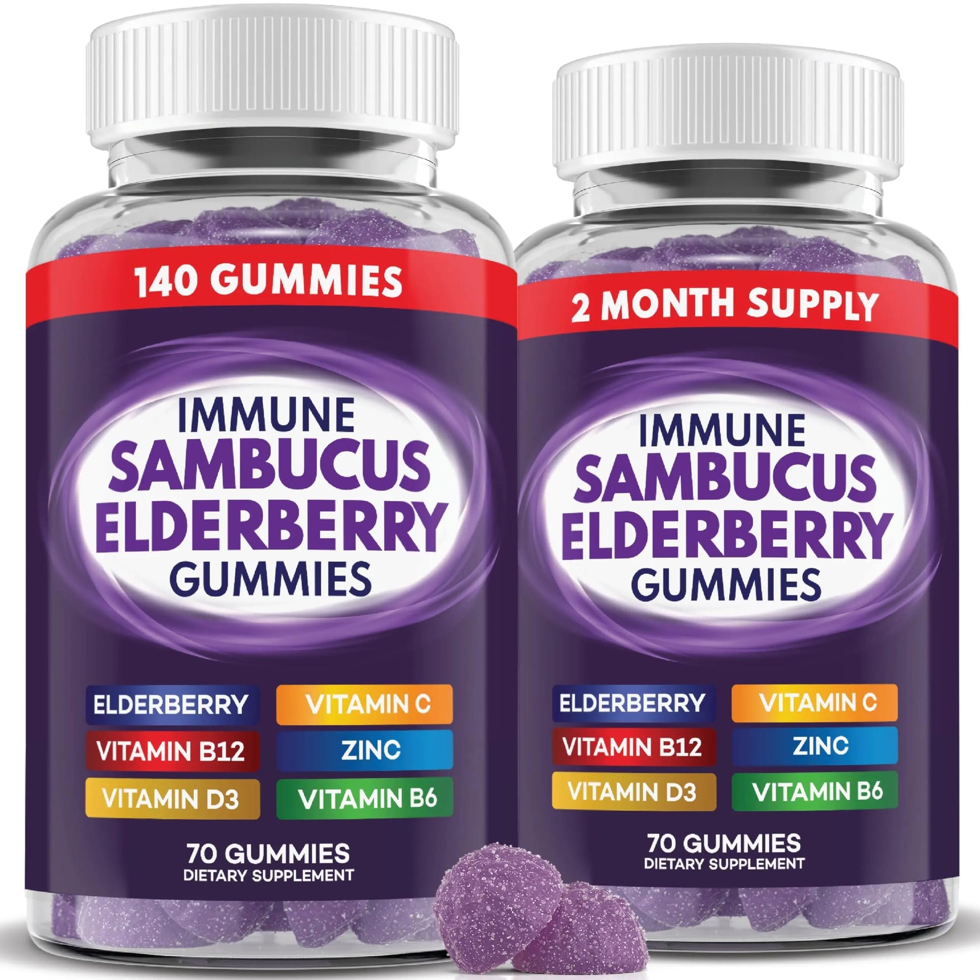 Elderberry Gummies Immune Support, Daily Support for Kids and Adults*, with Sambucus Elderberry, Zinc, Vitamin C, D3, B6, B12, Plus PAYÉBuy Supplements Australia