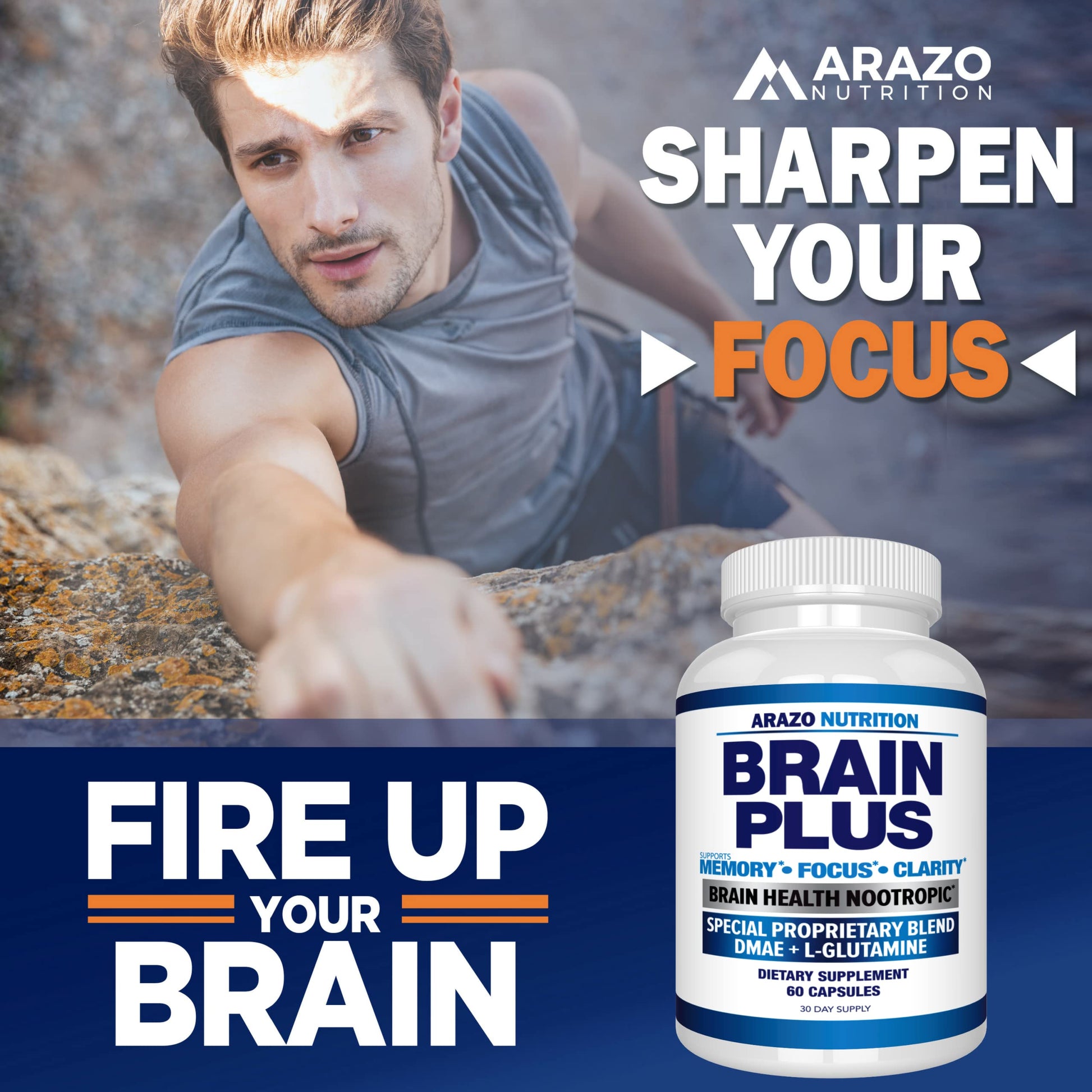 Arazo Nutrition Premium Brain Function Supplement – Memory, Focus, Clarity – Nootropic Booster with DMAE, Bacopa Monnieri, L-Glutamine, Multi Vitamins, Multi Minerals Arazo NutritionBuy Supplements Australia
