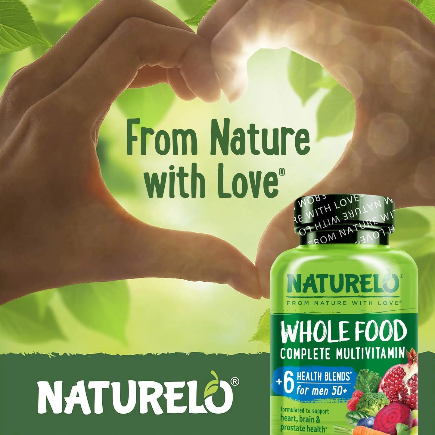 NATURELO Whole Food Multivitamin for Men 50+ - with Vitamins, Minerals, Organic Herbal Extracts - Vegan Vegetarian NATURELOBuy Supplements Australia