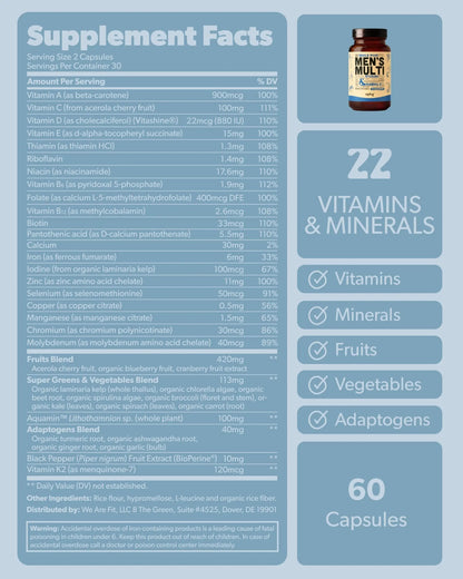 Multivitamin for Men - Daily Men’s Multivitamin - Methylated B Complex with Whole Food Ingredients, Vitamin B12, Folate sapling