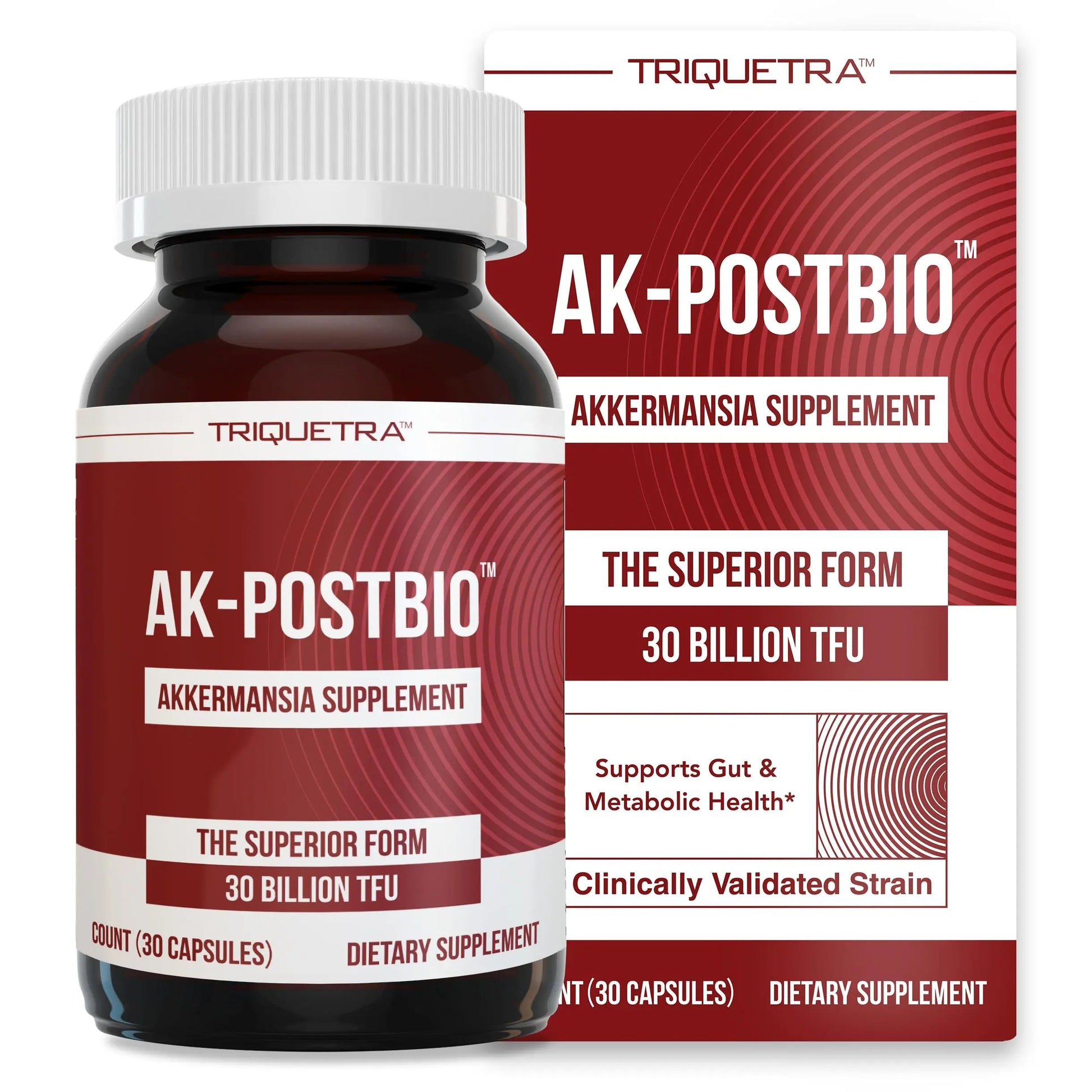AK-Postbio: Akkermansia Probiotic 30 Billion TFU - Max Strength, Clinically Validated Dose & Patented Strain - Superior Pasteurized Form, Highest Absorption, Delivery - GLP-1 Probiotic - 30 Servings Triquetra HealthBuy Supplements Australia