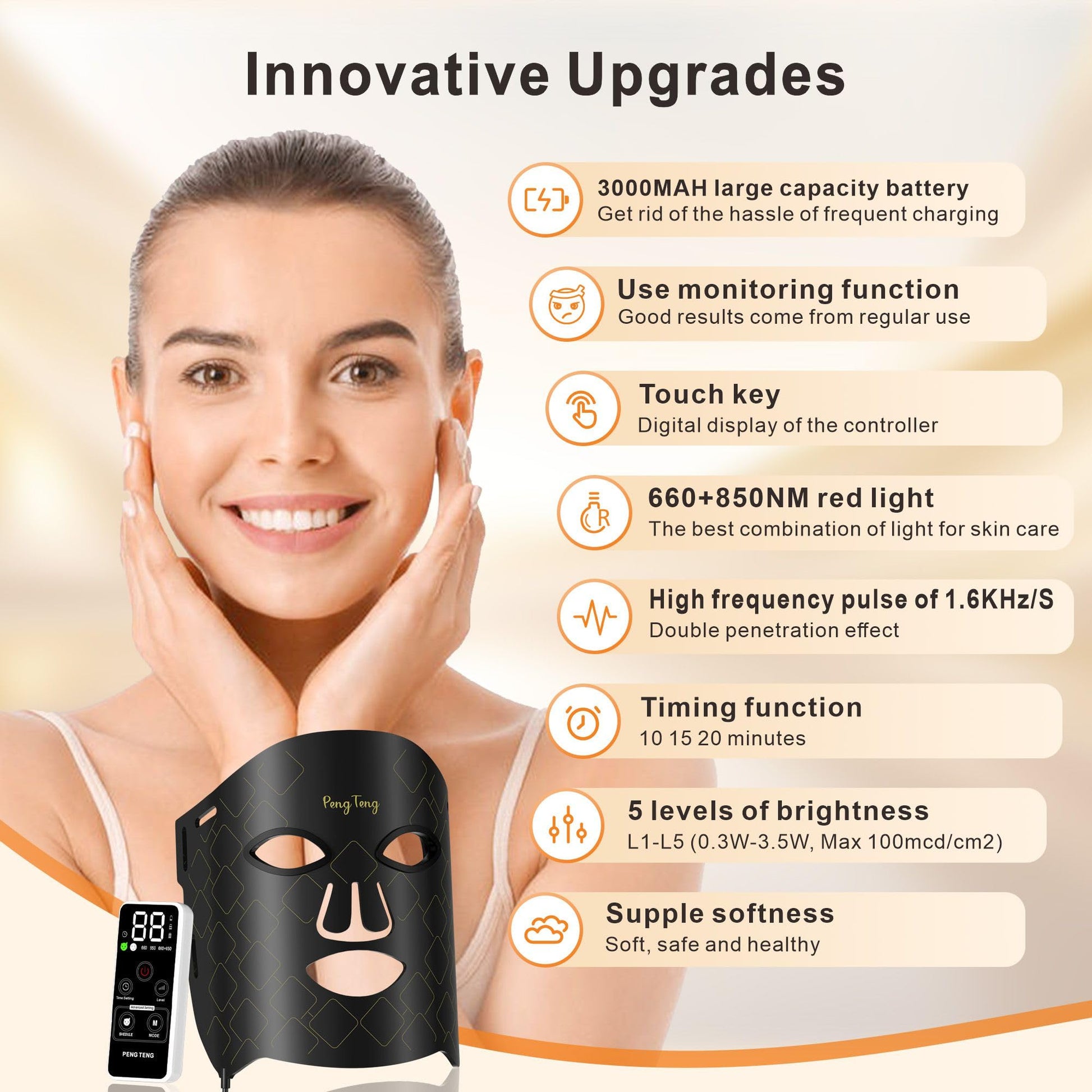Peng Teng Red Light Therapy for Face, 660NM and 850NM,Innovative use of Monitoring,red Light Therapy Masks PengTengBuy Supplements Australia