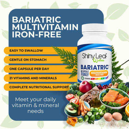 Bariatric Multivitamin Iron-Free One Capsule Per Day and CoQ10 100mg Supplement for Brain Health and Energy Management for Women and Men - 1 Month Supply Shiny LeafBuy Supplements Australia
