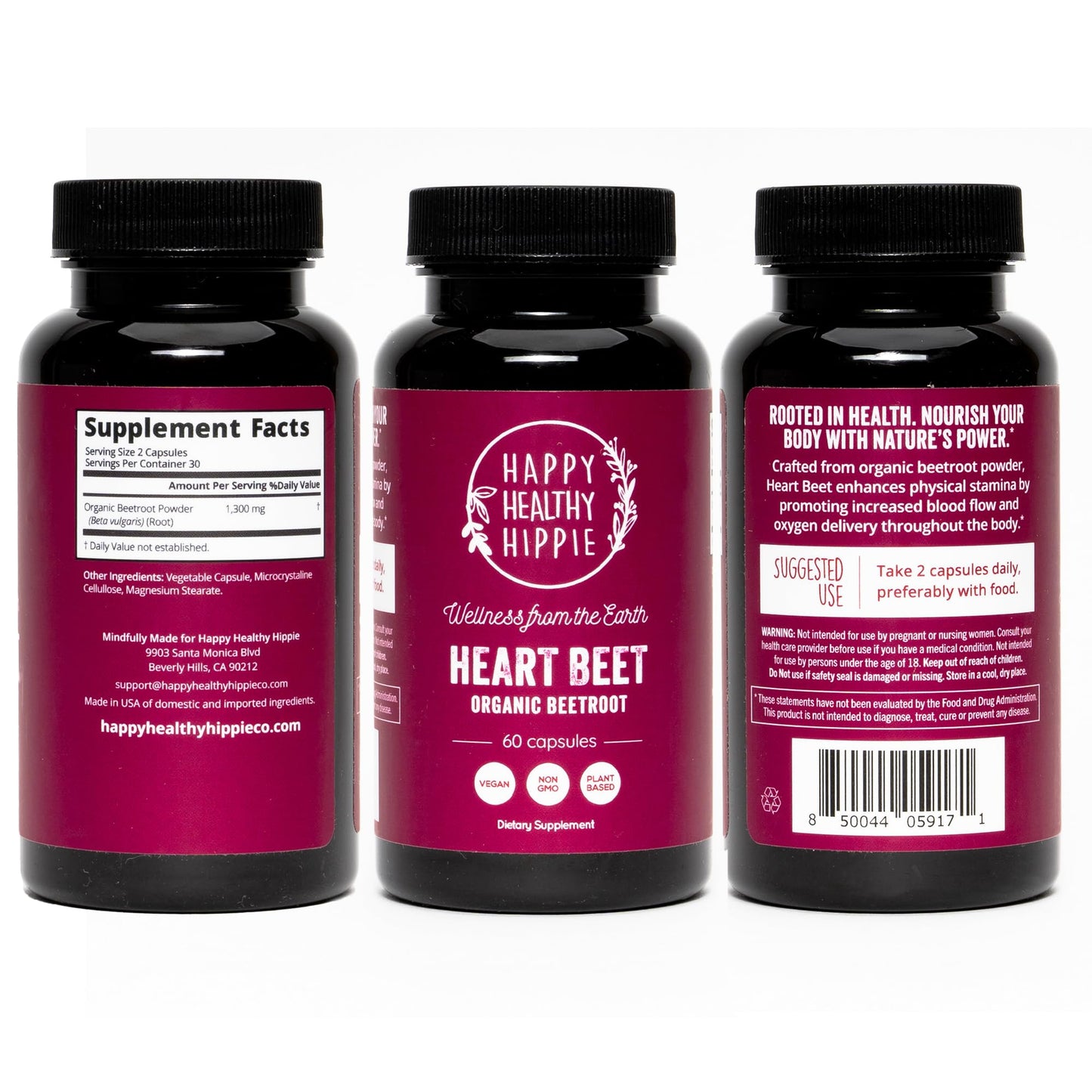 Organic Beet Root Capsules [1,300mg Superfood] - Blood Pressure Support Supplements, Beet Root Powder - Nitric Oxide Supplement, Blood Flow & Blood Circulation | Antioxidant, Brain Food | Vegan, 60 Ct