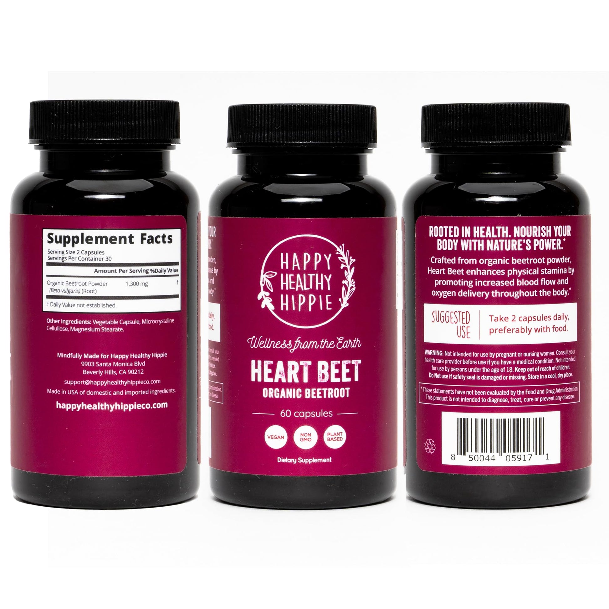 Organic Beet Root Capsules [1,300mg Superfood] - Blood Pressure Support Supplements, Beet Root Powder - Nitric Oxide Supplement, Blood Flow & Blood Circulation | Antioxidant, Brain Food | Vegan, 60 Ct