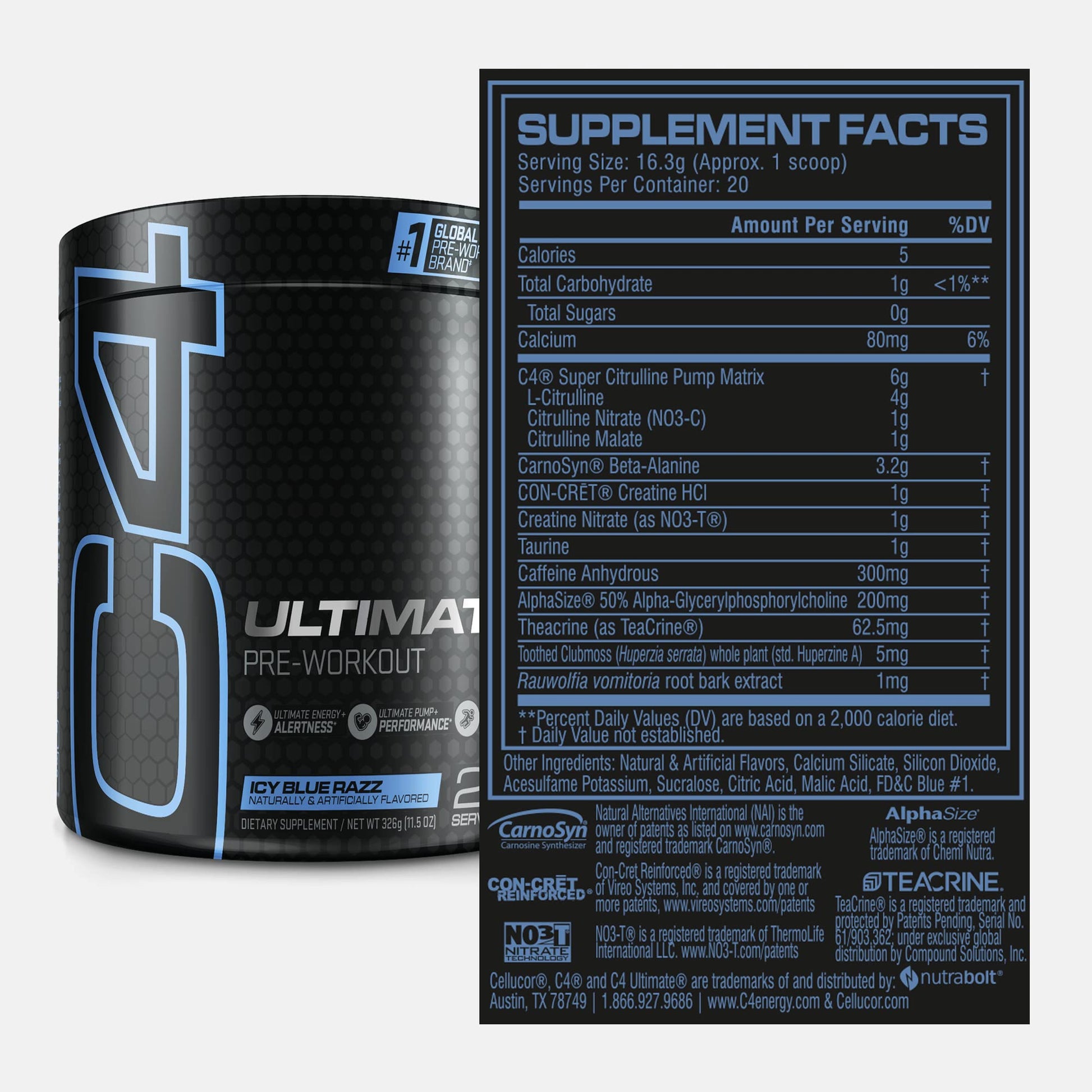 Cellucor C4 Ultimate Pre Workout Powder ICY Blue Razz - Sugar Free Preworkout CellucorBuy Supplements Australia