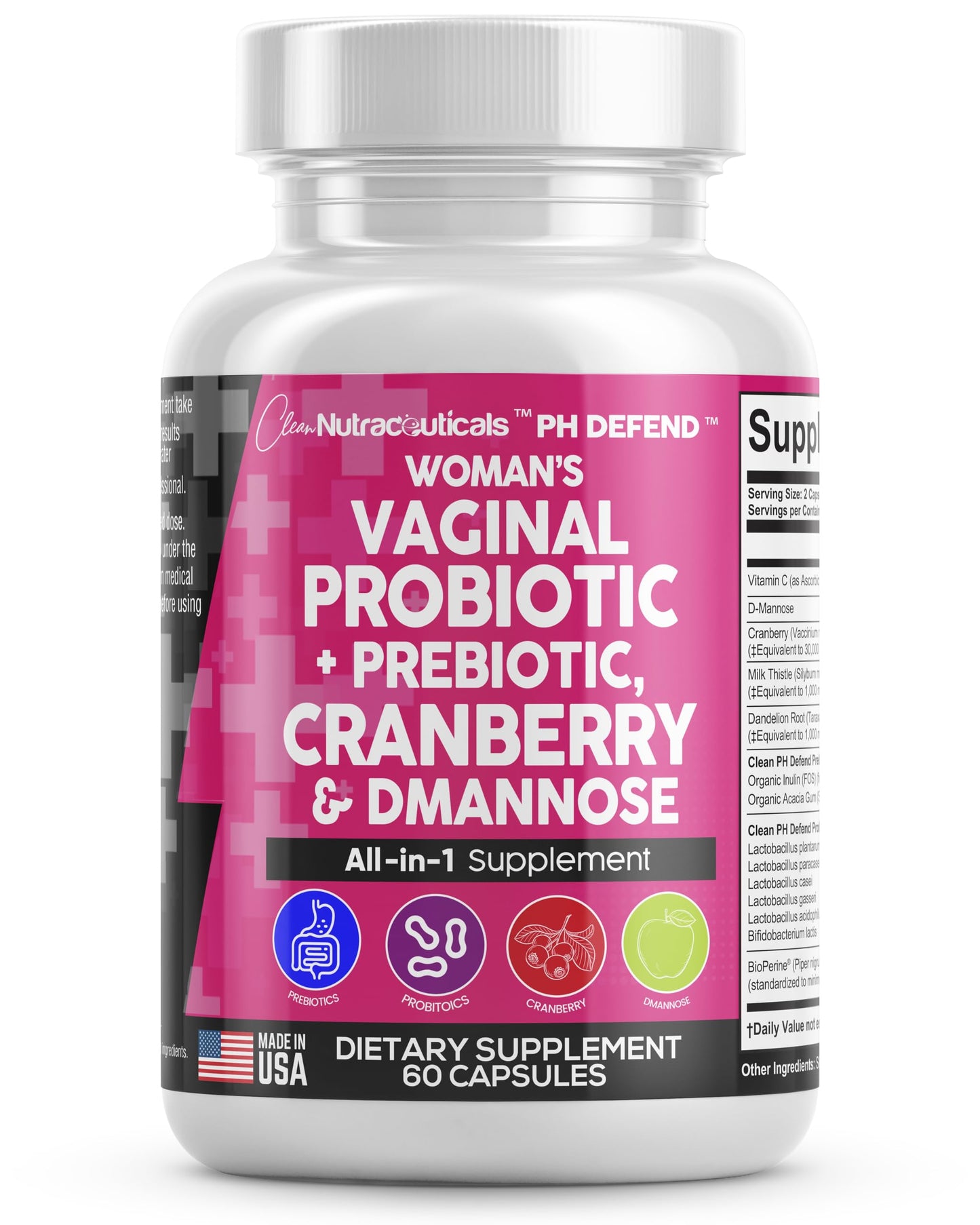 Vaginal Probiotics For Women + Prebiotics 20 Billion Cranberry Pills 30,000mg w/ D-Manno Clean NutraceuticalsBuy Supplements Australia