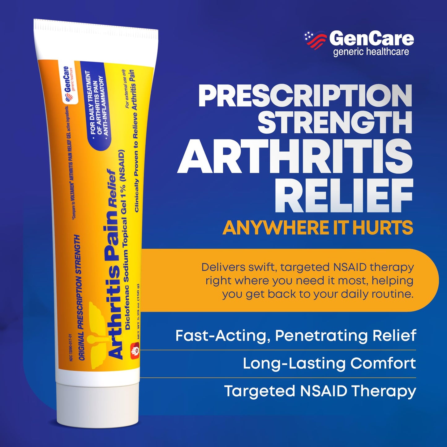 GenCare Arthritis Pain Relief Diclofenac Sodium Topical Gel 1 Percent (NSAID) - Clinically Proven Arthritis Pain Reliever - Compare to The Active Ingredient in Voltaren Gel (5.29 oz) GenCareBuy Supplements Australia