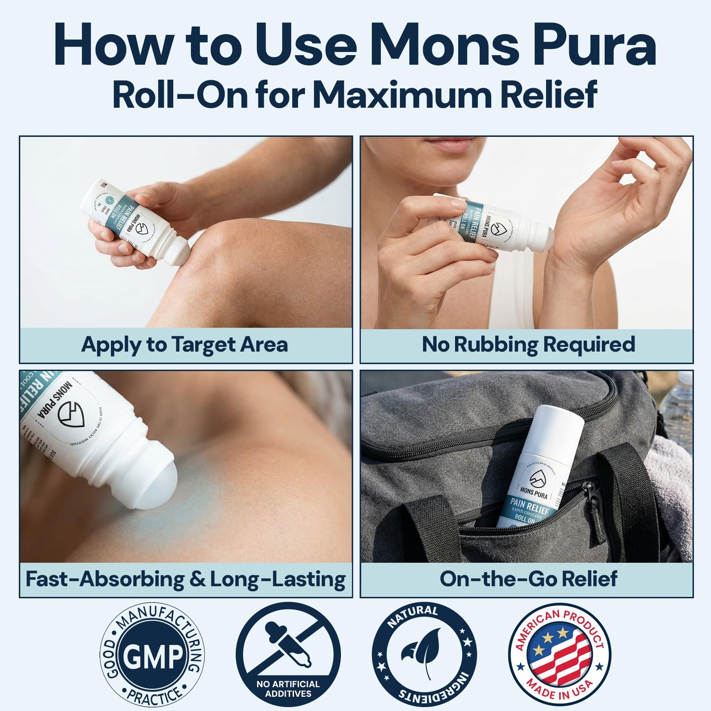 Mons Pura Roll On Pain Relief with Menthol, Arnica, Rosemary & Essential Oils - Extra Strength Arnica Roll On Fast Cooling Muscle & Joint Relief for Arthritis, Back Pain & Sciatica (3oz) Mons PuraBuy Supplements Australia