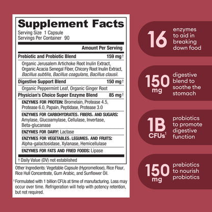 Physician's CHOICE Digestive Enzymes - Multi Enzymes, Bromelain, Organic Prebiotics Physician's CHOICEBuy Supplements Australia