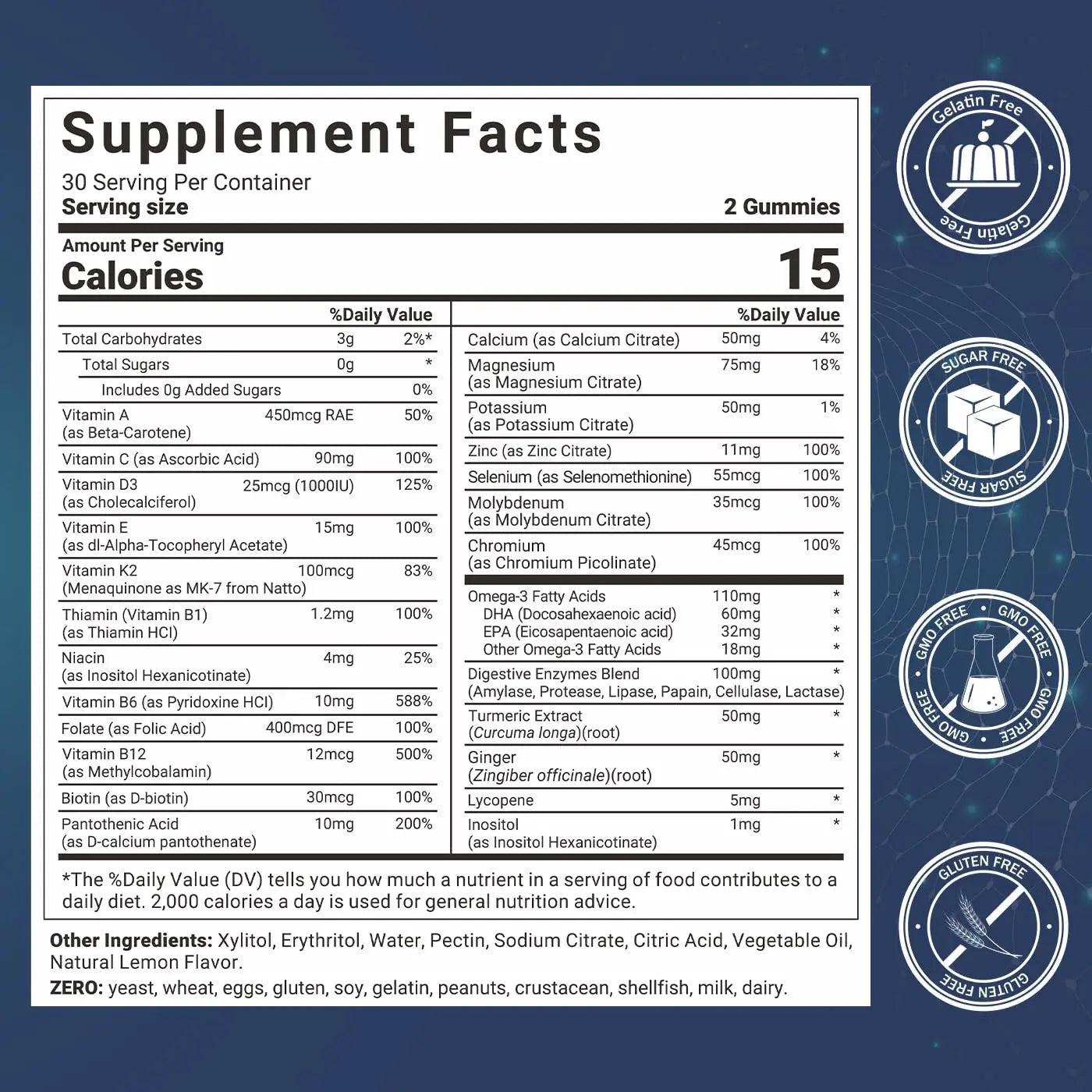 Mens Multivitamins Gummies with Vitamins A C D K E, B Complex, Omega-3, Digestive Enzymes, Lycopene, Calcium, Magnesium, Zinc WiszeenBuy Supplements Australia