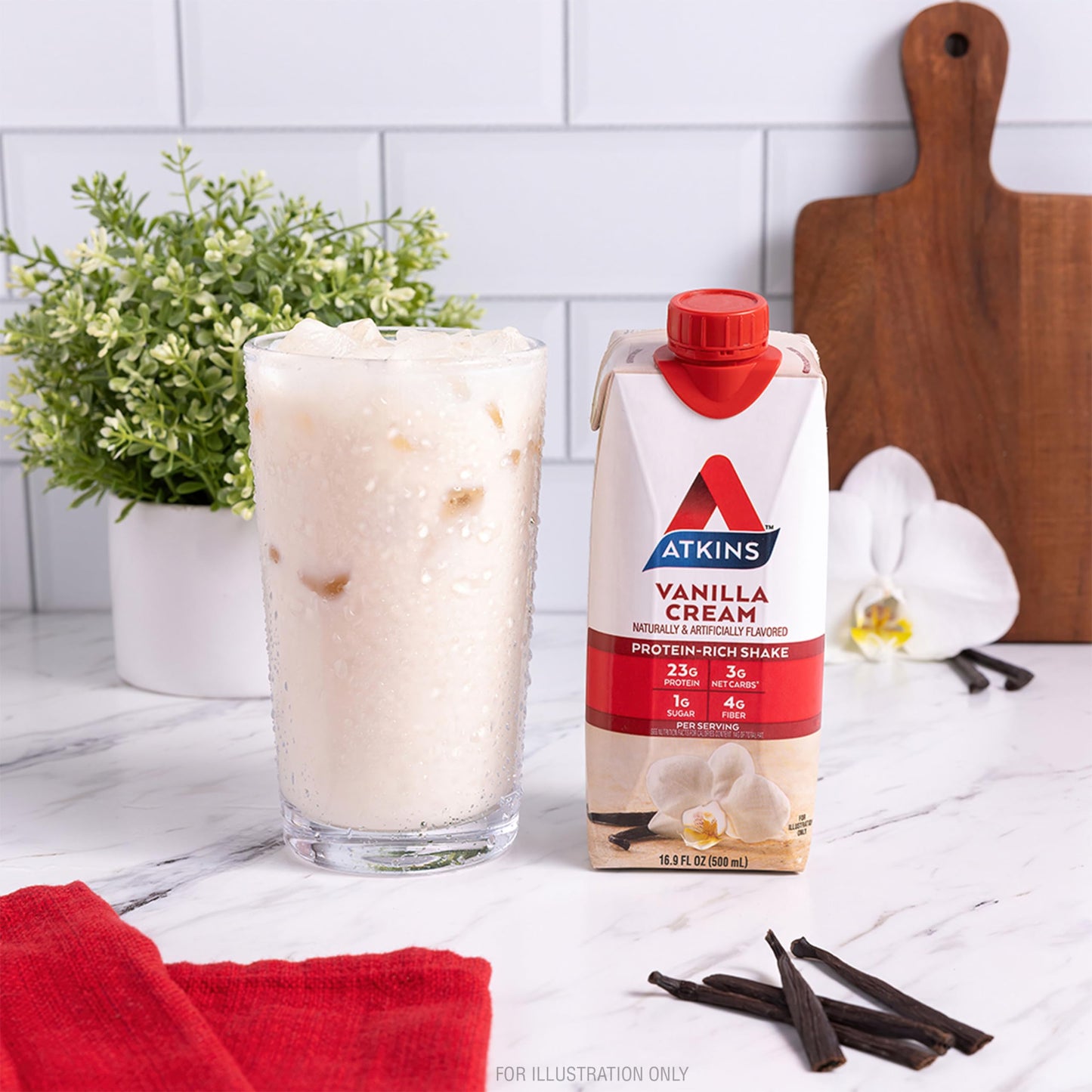 Atkins Vanilla Cream Meal Size Protein Shake, 23g Protein, Low Glycemic, 3g Carb AtkinsBuy Supplements Australia