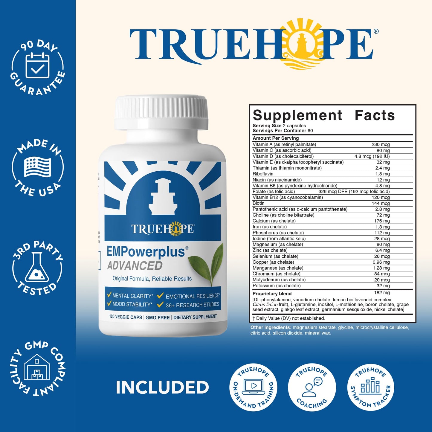 Truehope EMPowerplus Advanced Multivitamin for Women & Men - Broad-Spectrum Multivitamins & Chelated Minerals | 1000% Better Absorption