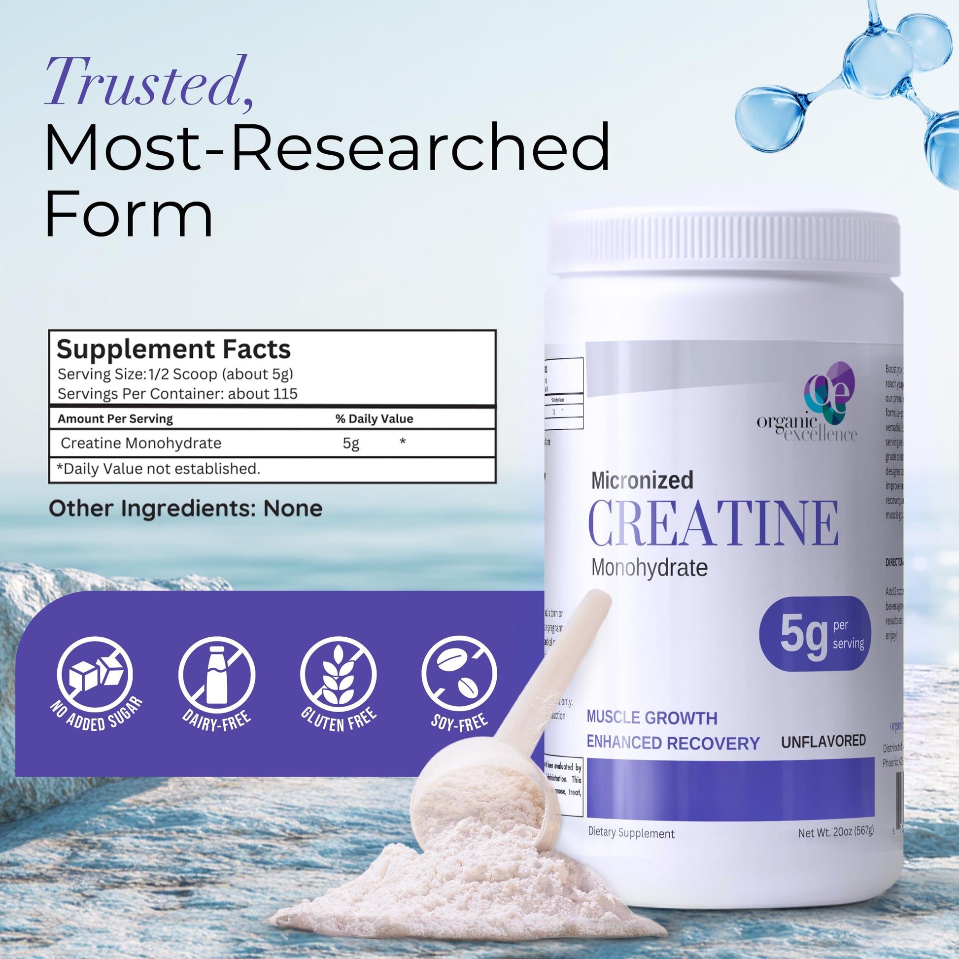 Organic Excellence Creatine Monohydrate – Micronized Creatine Powder for Muscle Growth, Strength & Recovery – Unflavored, 115 Servings Organic ExcellenceBuy Supplements Australia