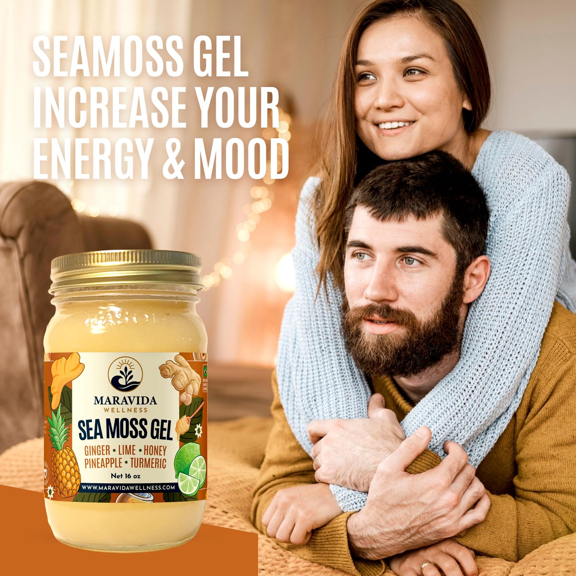 Maravida Wellness Sea Moss Gel – Pineapple, Lime, Honey, Ginger & Turmeric – 100% Natural Raw Organic Irish Moss – 16oz Jar – Premium Superfood for Everyday Wellness Maravida WellnessBuy Supplements Australia