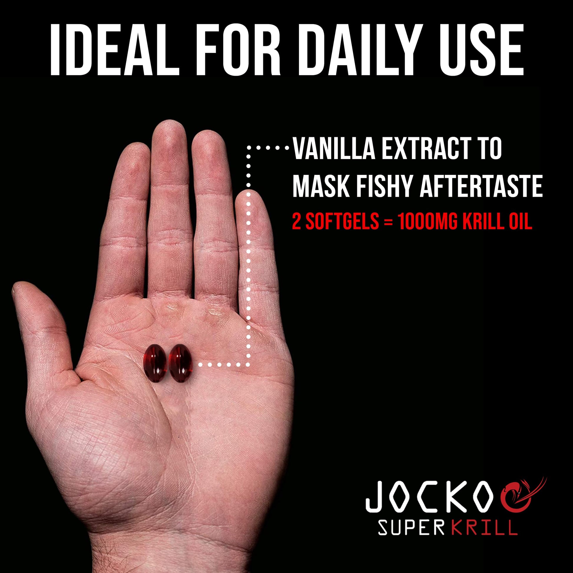 Jocko Fuel Antarctic Krill Oil Omega 3 Fatty Acid Supplements DHA & EPA - 1000mg Softgels - Supports Joints, Mobility & Mental Function (60 Softgels) Jocko FuelBuy Supplements Australia