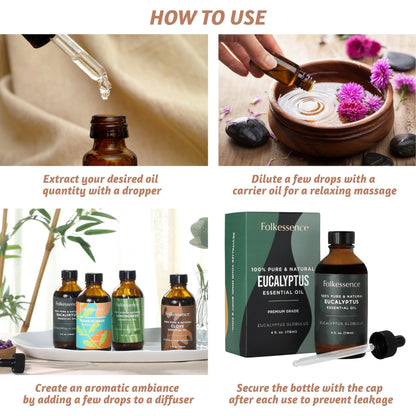Folkulture Eucalyptus Essential Oil for Diffuser - 4 Fl Oz - 100% Pure, Natural and Undilluted Essential Oil FolkultureBuy Supplements Australia