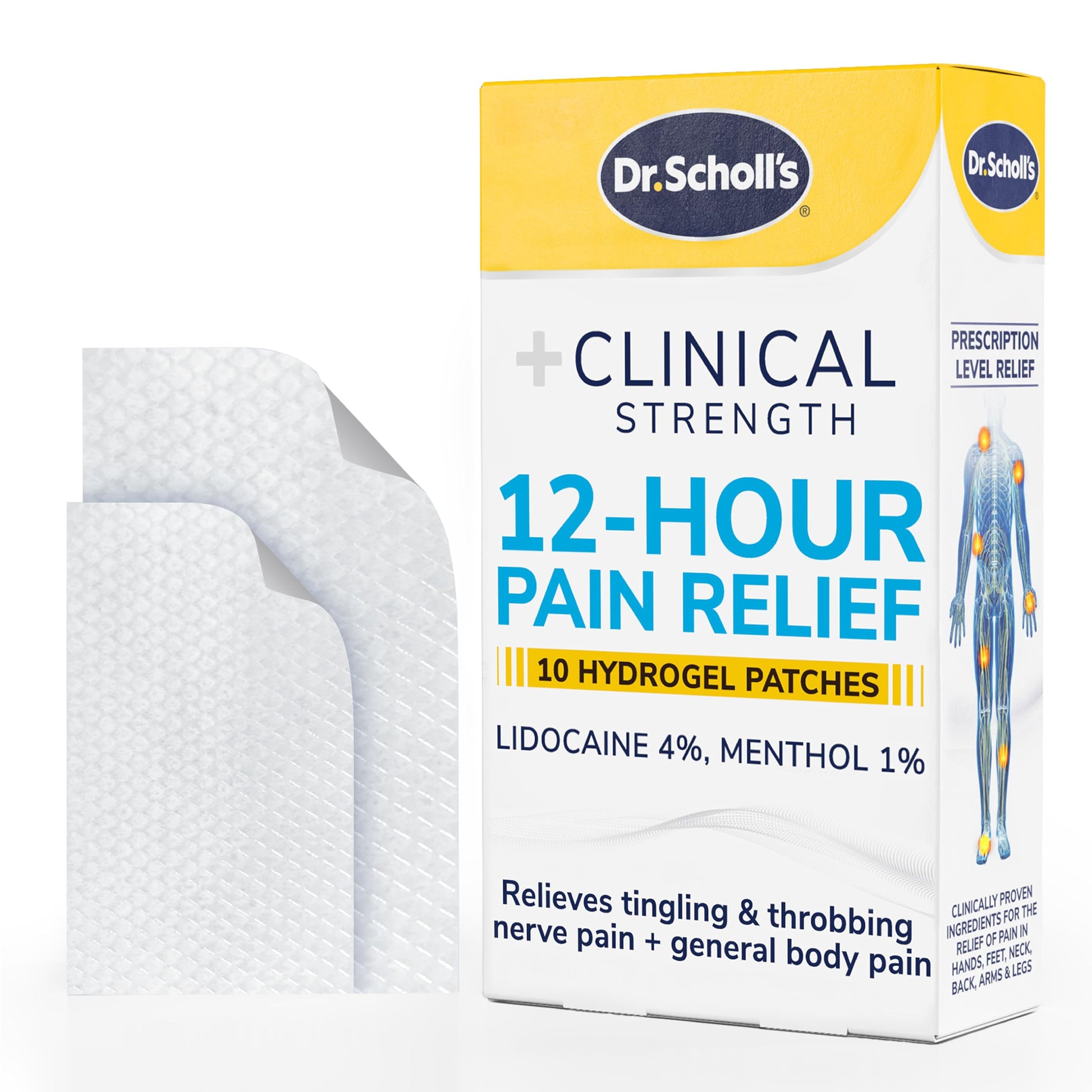 Dr. Scholl’s Clinical Strength 12-Hour Pain Relief Hydrogel Patches 10ct - 4% Lidocaine for Powerful Numbing, Instant Cooling Pain Relief with Menthol, Added Arnica, for Hands, Feet, Neck, Back & Legs Dr. Scholl'sBuy Supplements Australia