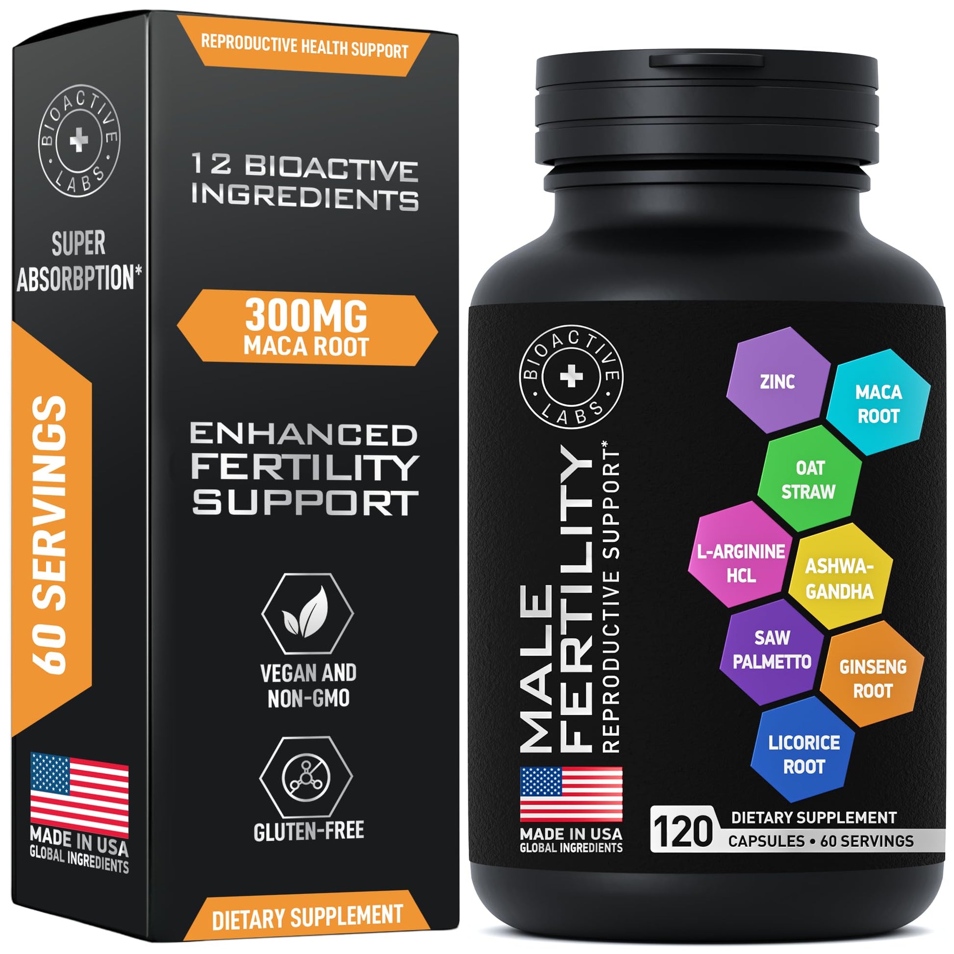 Fertility Supplements for Men - Zinc, Maca, Ashwagandha, L-Arginine - Male Vitality Conception for Him - Count and Motility Pregnancy Aid - Vitamins and Male Fertility Support Supplement - 120 Pills BIOACTIVE LABSBuy Supplements Australia